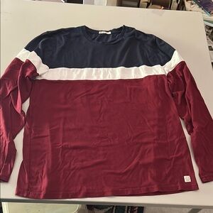 Marine Layer Long Sleeve Red and Blue Tee